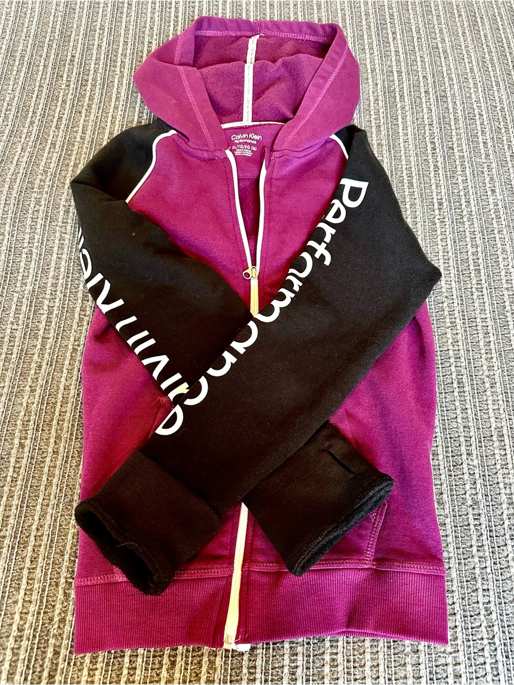 Calvin Klein Performance Magenta and Black Zip Hoodie